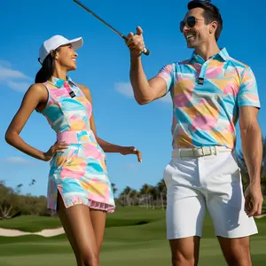 Alta calidad impresión por sublimación rendimiento de seda Unisex pareja verano transpirable Hombres Mujeres Golf Polo camisetas PoloShirts