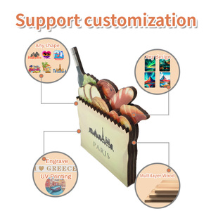 अनुकूलित डबल लेयर 3 डी एपॉक्सी लेटेड लकड़ी के फ्रिज चुंबक देश परिदृश्य पोलेंड लेजर उत्कीर्ण स्मारिका चुंबकीय आकार - Product Image 5