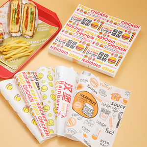 Papel de Envolver Alimentos Virgen con Recubrimiento de PE Impermeable, Impresión Flexográfica Personalizada de Fábrica, para Pizza, Pan, Hamburguesas y Bocadillos - Product Image 1