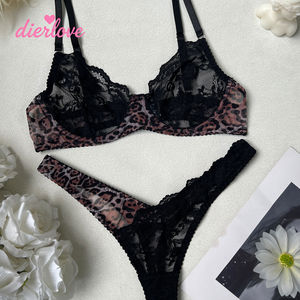 Комплект эротического белья Dierlove Fashion: атласный кружевной бюстгальтер-тедди и стринги с леопардовым принтом, усиленная подкладка, экологичный материал - Product Image 5