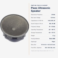 ZOBADS F3812-21.5-05200P Transducteur piézoélectrique ultrasonique à diaphragme en papier 37.8x12.5mm 20kHz F0 55kHz 12Vrms pour alarme anti-oiseaux