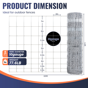 Rollo de Malla de Alambre Galvanizado de Alta Resistencia para Cercas de Ganado, Ovejas y Cabras, para Pastoreo y Granjas - Product Image 1
