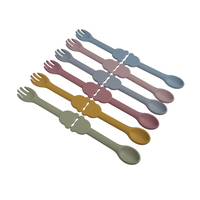Ensemble de couverts en silicone certifié CPC CE sans BPA, non toxique, ergonomique, pour tout-petits, cuillère et fourchette d'apprentissage en silicone pour bébés et enfants