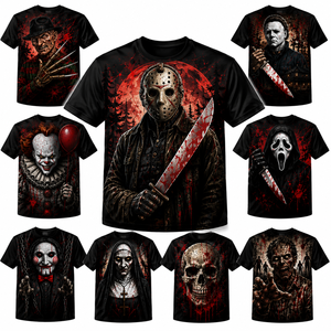 Camisetas gráficas personalizadas de Halloween para <span class=keywords><strong>hombre</strong></span>, divertidas y aterradoras con estampado de calavera y zombi, camisetas de verano. - Product Image 1