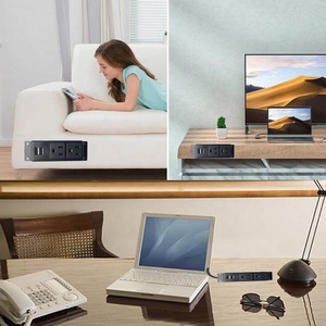 Multiprise de surface pour table avec 2 prises USB et 1 prise secteur, 2 pieds, US Furniture - Product Image 6