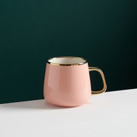 Yongye Tasse simple de couleur unie de style nordique de 15 oz avec cuillère Tasse en céramique en grès européen haut de gamme pour le bureau