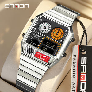 Reloj Digital Deportivo SANDA 3192 para Hombre con Correa de Acero Inoxidable, Indicador de Temperatura, Cronómetro y Resistencia al Agua 5BAR - Product Image 1