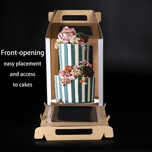 XJH Boîtes à gâteaux en papier portable <span class=keywords><strong>Jello</strong></span> blanc à 3 niveaux avec fenêtre 12x12x5 Design Prix raisonnable Boîte à gâteaux de mariage - Product Image 6