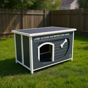 Caseta para Perros Grande, Impermeable, de Plástico Gris, para Todas las Estaciones, Fácil de Montar - Product Image 2