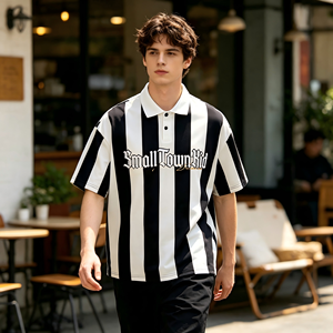 Camiseta Personalizada a Rayas de Gran Tamaño para Hombre, Manga Corta, Estilo Deportivo Urbano, Corte Holgado, Secado Rápido, Transpirable, OEM, ODM, Directo de Fábrica - Product Image 2