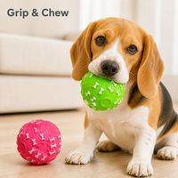 Jouet pour chien en silicone qui couine, balle à mâcher en forme d'os pour animaux de compagnie