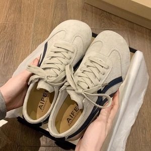 Baskets de sport décontractées vintage allemandes respirantes pour femme, à rayures, pour l'automne, blanches, à lacets, en caoutchouc synthétique - Product Image 1