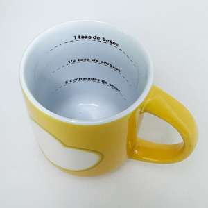 Custom <b>Ceramic</b> Mug Yellow Heart Design Single <b>Cup</b> Business Gift With Handle - Product Image 4