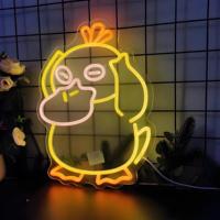Lampe néon LED en forme de canard de dessin animé, transformateur USB, multicolore, pour chambre d'enfant, fête d'anniversaire, publicité, néons pour entreprises