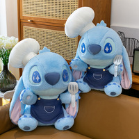 Peluche Kawaii Chef Stitch - Peluche Lilo & Stitch, peluche douce bleue Stitch avec chapeau de chef pour enfants et adultes