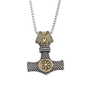 yunnique Thor's Hammer Pendant Stainless Steel Necklace For Men Viking Rune Design Gift Jewelry - Product Image 5
