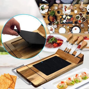Tabla de cortar de madera con juego de cuchillos para queso, tabla de cortar multifuncional para uso en la cocina - Product Image 3