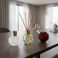 Bouteille diffuseur de parfum en verre octogonal de 100 ml, couleur personnalisée, bouteille en verre de luxe pour diffuseur de parfum d'intérieur