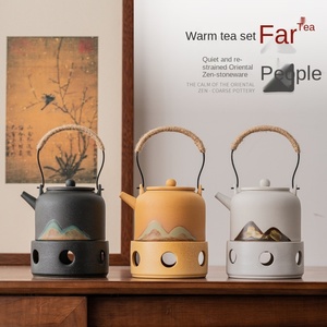 Set <span class=keywords><strong>per</strong></span> Tè Caldo in Stile Giapponese Japandi, <span class=keywords><strong>Teiera</strong></span> in Ceramica Disegnata a Mano, Scaldino <span class=keywords><strong>per</strong></span> Tè in Ceramica Grezza, Base Riscaldante a Candela <span class=keywords><strong>per</strong></span> Tè Kung Fu - Product Image 3
