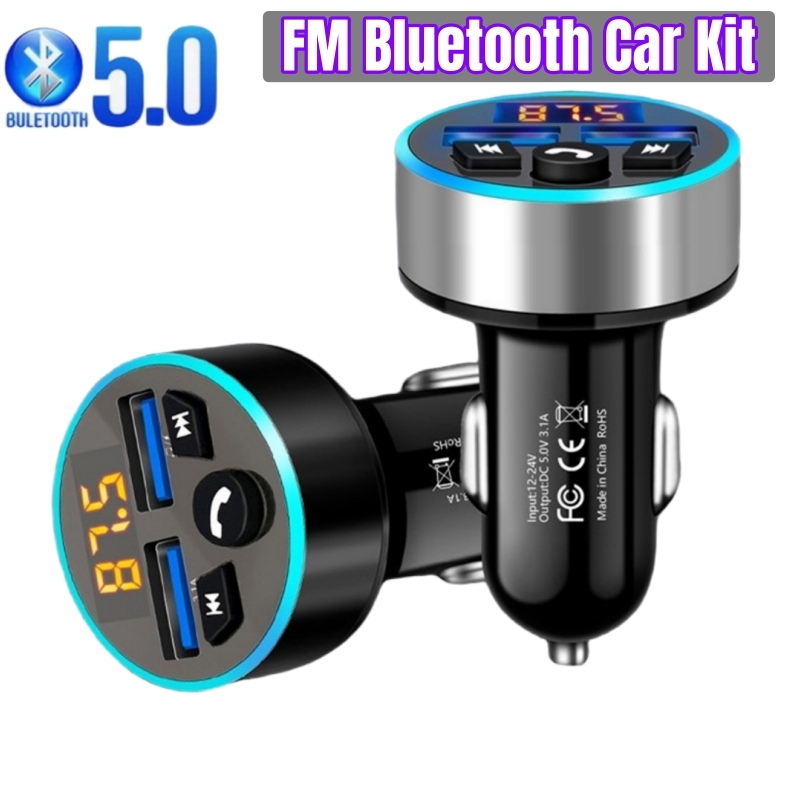 Trasmettitore FM Bluetooth 5.0 Per Auto – Con Display LED, Vivavoce E Ricevitore Wireless