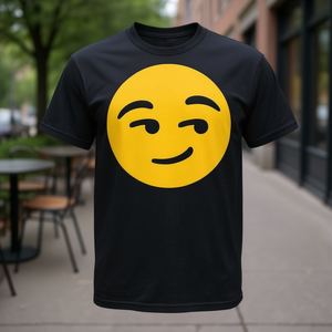 T-shirt Emoticon Smirking Sarcastic Face, noir, unisexe, taille adulte, moyen - Product Image 3