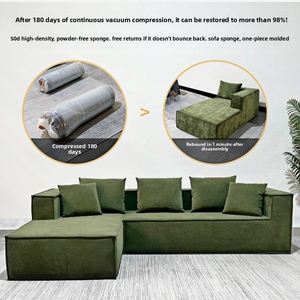 Sofá italiano minimalista de una plaza, tapizado en tela, con relleno de esponja comprimida, para sala de estar o dormitorio. - Product Image 4