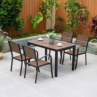 Table à manger d'extérieur moderne de luxe en acier au carbone durable, design rectangulaire minimaliste, non pliable, pour école, gymnase, cour, parc