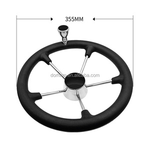 15-1/2 inç Siyah Paslanmaz Çelik Direksiyon Simidi, Topuzlu Kavrama, Kaymaz Denizcilik Donanım Aksesuarı, Yatlar İçin, Sıfır Durumda - Product Image 5