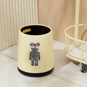 <span class=keywords><strong>Cubo</strong></span> de <span class=keywords><strong>Basura</strong></span> Abierto de Plástico Color Crema con Estampado de Oso para Uso Doméstico, Cocina, Sala de Estar, Dormitorio, Hotel, Tamaño Grande - Product Image 4
