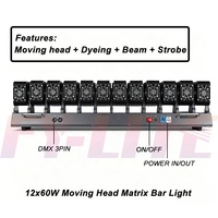 Pro.DMX 12PCs 60W RGBW para cabeza móvil Beam Wash Pixel Zoom Matrix 12x60W 4in1 Concert Stage Batten Bar Light para interior y exterior