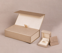 Nouveauté, boîte à bijoux carrée en or champagne de luxe, boîte à bague en diamant, boîte à boucles d'oreilles, boîte à pendentif avec boîte extérieure en papier, emballage de bijoux