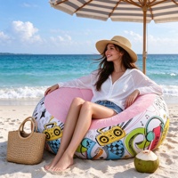 Canapé gonflable floqué portable d'extérieur, chaise longue gonflable pliable avec imprimé graffiti pour le camping et la maison