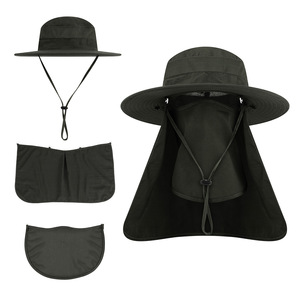 Bucket Hat With Wide Brim Breathable Waterproof Sun Protection For Fishing Hiking Outdoor Activities Black Color - Product Image 3