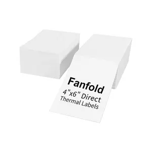 Blank White Waybill Sticker A6 Folded 4x6 Fan Fold Thermal Sticker Paper 100x150 roll shipping Label