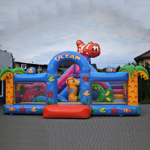 Château gonflable commercial géant <span class=keywords><strong>Ocean</strong></span> World avec toboggan, thème Monde Marin, pour <span class=keywords><strong>location</strong></span> événementielle - Product Image 1