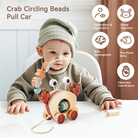 Jouet en bois Montessori en forme de crabe à tirer pour les tout-petits, labyrinthe de perles et hochet éducatif, jouet de marche éducatif en bois