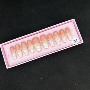<span class=keywords><strong>Uñas</strong></span> postizas <span class=keywords><strong>acrílicas</strong></span> francesas cortas hechas a mano, estilo ataúd de lujo, <span class=keywords><strong>con</strong></span> pedrería para dedos, para salón. - Product Image 3
