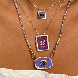 Модное колье-подвеска квадратной формы из меди с позолотой 18 карат, цепочка для свитера, бренд <span class=keywords><strong>Tarot</strong></span>, розовые капли циркония, свадебное колье для женщин - Product Image 1