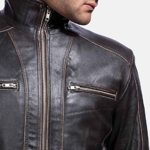 Chaqueta Clásica Unisex de Cuero PU, Corte Holgado, Cierre de Cremallera, Cuello Alto, Estilo Camuflaje, Estilo Motociclista, Ropa Exterior para Otoño e Invierno - Product Image 2