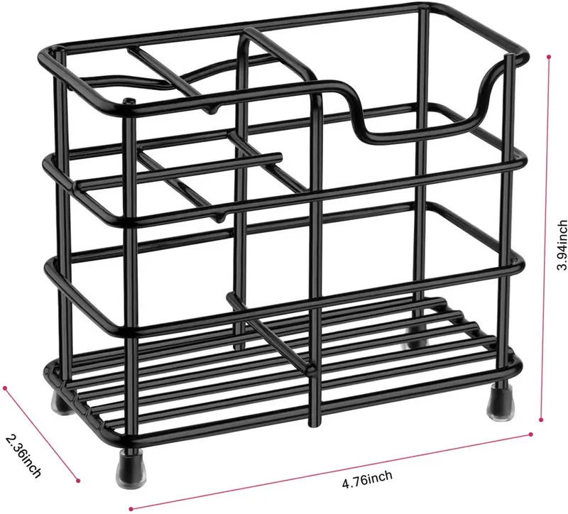 シンプルな歯ブラシホルダーブラックメタルアイアン歯磨き粉ホルダーバスルームアクセサリーオーガナイザー