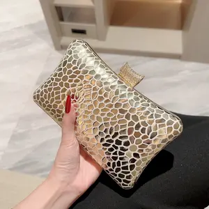 RB86 Custom Luxury Purse Finest Hard Shell Clutch Gold Color Metal Clutch Bag Party Clutch Purse For Women