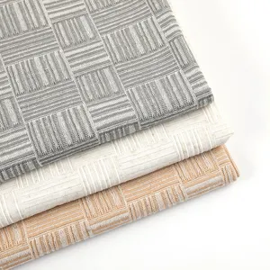 Polyester Linen Spandex Blend Jersey Kain Rajut Kain Jacquard untuk Gaun Wanita