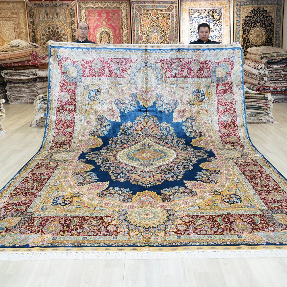 9x12ft исламские ковры пакистанские персидские большие тканые синие и красные восточные китайские шелковые коврики для продажи