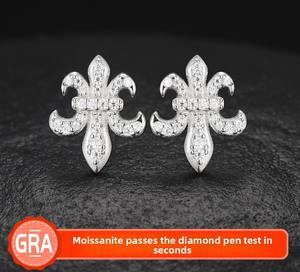 Atacado de Fábrica: Brincos de Prata Esterlina 925 Banhados a Ouro Branco Vintage com Moissanite VVS Certificado GRA, Estilo Iced Iris, Unissex - Product Image 4