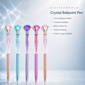 Bolígrafo de Plástico con Cristal y Diamantes, Personalizable con Logotipo, Tinta Negra y Azul de 1.0 mm, 15 Colores, Regalo Promocional al por Mayor - Product Image 1