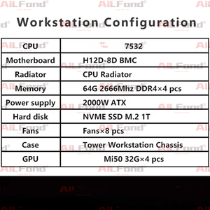Good Performance AI Learning Modeling H12d-8D <b>Workstation</b> with EPYC 7F72 Mi50 32G Memory 64GB*4 Graphics Processing - Product Image 2