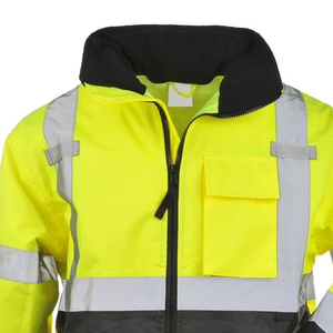 High Visibility Reflective <b>Jacket</b> with Elastic Waist Industrial Workwear for Men - Product Image 4