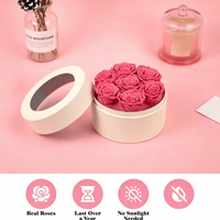 7 roses éternelles roses dans un coffret cadeau rond, rose éternelle longue durée pour la Saint-Valentin, anniversaire, fête des mères, anniversaire de mariage, cadeaux