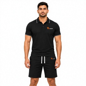 Conjunto de Camiseta Polo y Pantalones Cortos para Hombre, 200 GSM, Algodón y Poliéster, Estilo Deportivo Casual de Verano, Ligero, Transpirable, Ropa Urbana Personalizable - Product Image 1