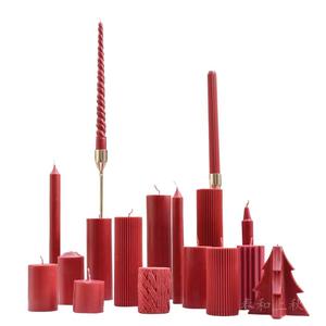 Bougies Cylindriques Rouges Créatives Vintage en Cire de Soja pour Décoration de Maison, Mariage et Restaurant - Product Image 2